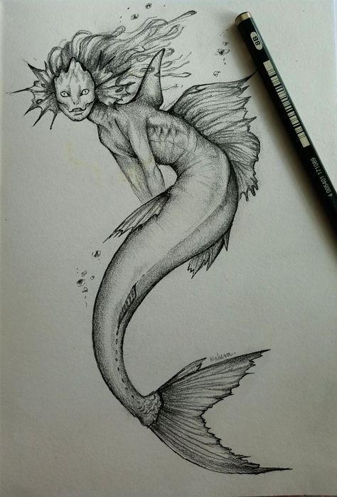 Art Sketches Mermaid, Creepy Mermaid Drawing, Siren Sketch Drawings, Evil Mermaid Drawing, Dark Mermaid Drawing, Creepy Mermaid Tattoo, Siren Drawing Creepy, Creepy Mermaid Art, Mermaid Drawing Ideas