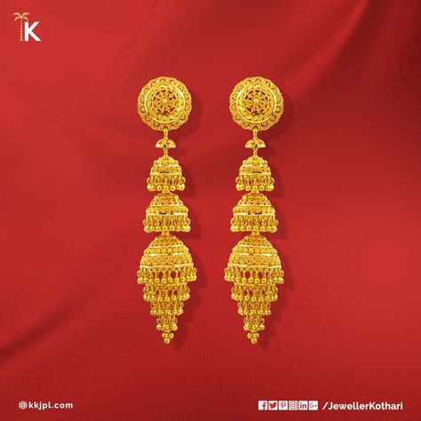 Sparkling Fashion: Gold Jhumka Earring designs latest 2019/ Gold buttalu Gold Buttalu, Gold Jhumka, Gold Jhumka Earrings, Flower Costume, Gold Jewellry, Gold Mangalsutra Designs, Gold Necklace Indian Bridal Jewelry, Gold Bridal Jewellery Sets, Gold Bridal Earrings