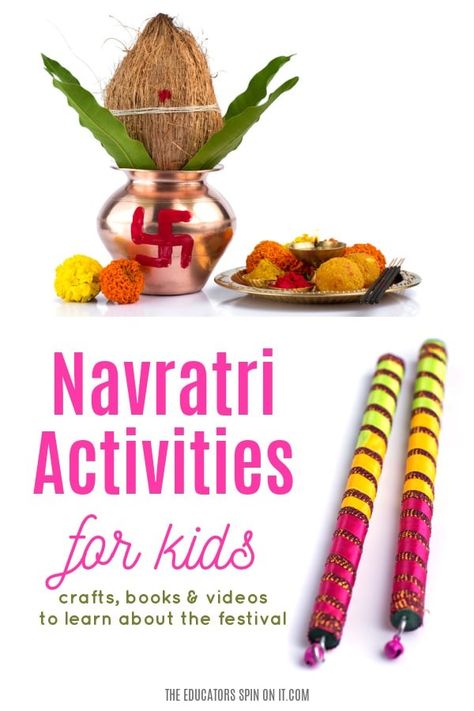 Navratri Activities for Kids with crafts, books and videos to learn about the festival Navratri Project For Kids, Navaratri Crafts For Kids, Navratri Crafts For Kids, Navratri Look Ideas, Hindu Holidays, Navratri Ideas, Navratri Look, Books And Crafts, Sun Activity