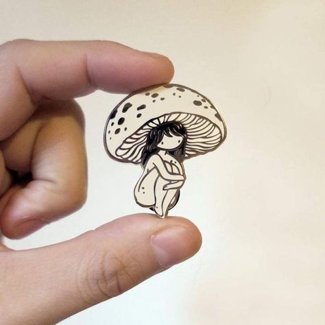 Mushroom Girl, Mushroom Tattoos, Girls Pin, Mushroom Art, Yoga Lifestyle, Piercing Tattoo, Hard Enamel Pin, Cute Pins, Soft Rubber