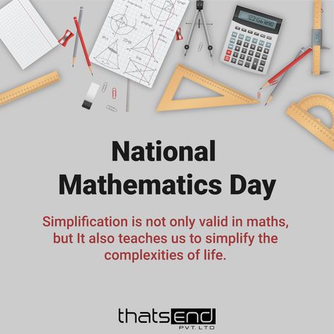 National Mathematics Day➕➖➗✖️ Simplification is not only valid in maths, but it also teaches us to simplify the complexities of life. #mathematics #math skills #maths_memes #maths #maths_tricks Mathematics Day Quotes, National Mathematics Day Poster, National Maths Day, Mathematics Pictures, Mathematics Quotes, National Mathematics Day, Mathematics Day, Maths Tricks, Maths Day