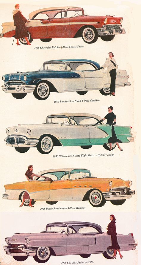 1956 GM line of cars Cars Chevrolet, Car Advertisement, Vintage Cars 1950s, Vintage Auto's, Old Vintage Cars, Car Chevrolet, 1957 Chevrolet, Ideas Vintage, Car Advertising