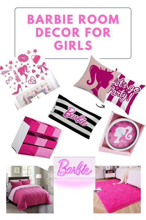 Barbie Room Ideas Bedrooms For Kids, Barbie Bedroom Ideas Kids, Barbie Room Ideas Bedrooms, Khloe Bedroom, Barbie Themed Room, Girls Room Decor Ideas, Spiderman Room Decor, Barbie Room Decor, Room Decor For Girls