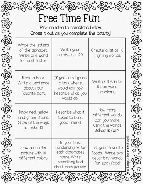 Do you ever have early finishers? Well, snag Free Time Fun below to keep in your students’ desks.  They simply pull it out when they have a few free moments! {Right now, I use the BAT Book in my class for early finishers} Fonts: KG Fonts & Cara Carroll Graphics: Pink Cat Studio Can you … Anchor Activities, Relief Teaching Ideas, Free Time Activities, Substitute Teaching, Early Finishers Activities, Fast Finishers, Choice Boards, 2nd Grade Classroom, Substitute Teacher