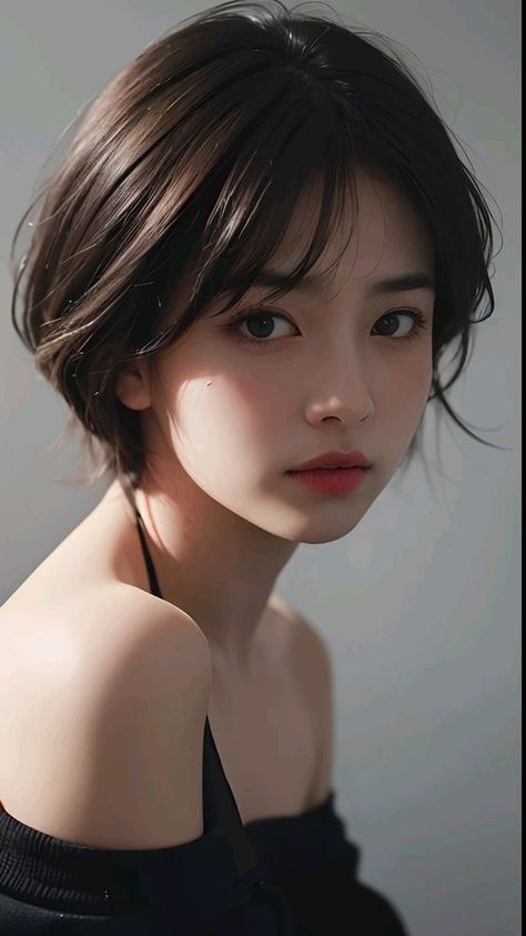 Model Short Hair Female, Japanese Modeling Female, Short Hairstyles Japanese, Female Short Hairstyles, Kids Short Haircuts, Side Part Hairstyles, Choppy Bob Hairstyles, Asian Short Hair, Girl Haircut