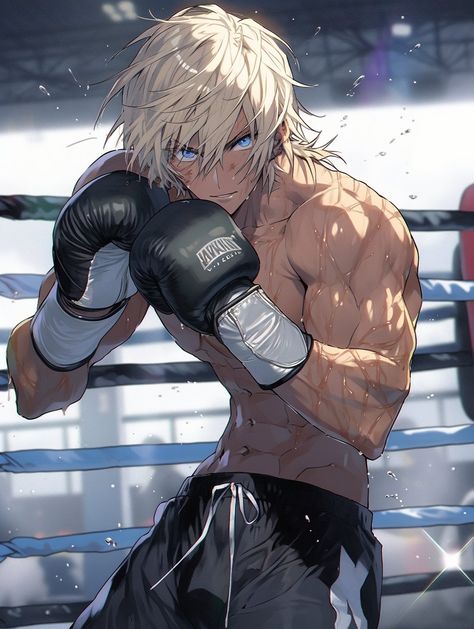 Boxing Oc Male, Anime Wrestler, Boxing Art Draw, Anime Muscular Guy, Muscular Anime Man, Buff Anime Men, Muscular Character Design, Boxer Character Design, Buff Anime Guy