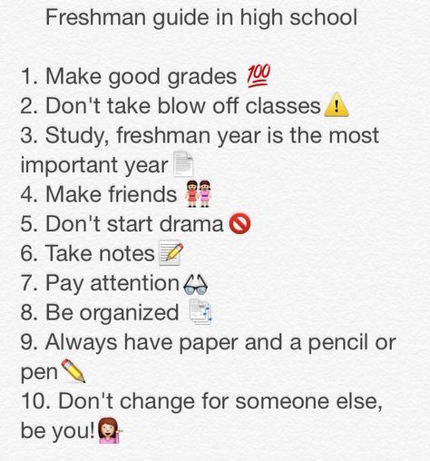 Incoming Freshman Tips While In High School High School Preparation, High School Prep, Freshman Advice, Back To University, Freshman Tips, School Preparation, Highschool Freshman, School Goals, High School Survival