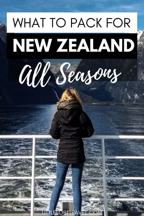 Girl standing on a boat looking out towards a body of water with mountains behind for New Zealand packing list. Queenstown New Zealand Outfits, Pack For New Zealand, New Zealand Packing List, Packing For New Zealand, South New Zealand, Packing List Spring, New Zealand Winter, Nz South Island, Trip To New Zealand