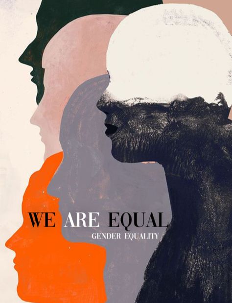 Woman Equality Art, Posters On Right To Equality, Gender Equality Aesthetic, Inequality Poster Design, Activism Graphic Design, Gender Poster, Equality Illustration, Gender Equality Art, Gender Equality Poster