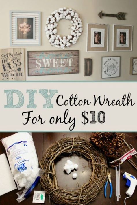 this is cool Cotton Wreaths, Diy Farmhouse Decoration, Cotton Wreath, Ideas Hogar, Diy Simple, Wreath Farmhouse, Farmhouse Decoration, Diy Farmhouse Decor, Diy Wreaths