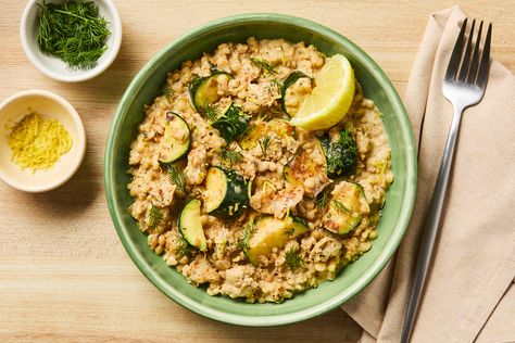 Lemon-Dill Chicken Sausage Couscous Recipe | HelloFresh Couscous Lunch, Hello Fresh Chicken, Chicken Flatbread Recipes, Lemon Dill Chicken, Dill Chicken, Chicken Sausage Recipes, Chicken Couscous, Couscous Recipe, Chicken Bowl Recipe