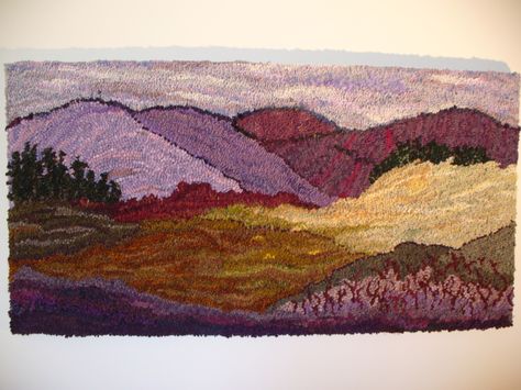 Northern landscape Felt Scenes, Punch Club, Hand Hooked Wool Rug, Rug Hooking Designs, Rug Hooking Patterns, Hand Hooked Rugs, Rug Designs, Rag Rugs, Hooked Rug