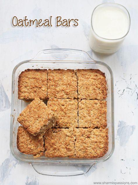 baked oatmeal bars Easy Baked Oatmeal Bars, Sugar Free Baked Oatmeal, Oats Bars Recipe, Soft Baked Oatmeal Squares, Soft Baked Oatmeal Bars, Baked Oat Bars, Baked Oatmeal Bars, Bars Recipes Healthy, Oatmeal Bars Recipes