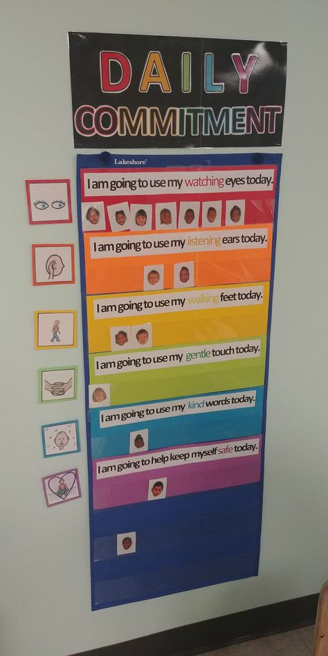 Conscious Discipline: Daily Commitments Conscious Discipline Jobs Preschool, Discipline Ideas For Classroom, Daily Commitments For Preschool, Daycare Behavior Management, Class Commitments Conscious Discipline, Conscious Discipline Breathing Posters, Classroom Commitments Preschool, Conscious Discipline Activities To Unite, Ways To Be Helpful Board Conscious Discipline