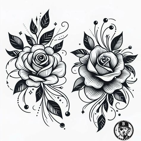 Old School Rose Hand Tattoo, Tattoo Stencils Shading, Rose Tattoo In Color, Rose And Stars Tattoo, Black And White Flowers Tattoo, Gothic Flowers Tattoo, Pink And Black Tattoo, Drawings Of Roses, Roos Tattoo