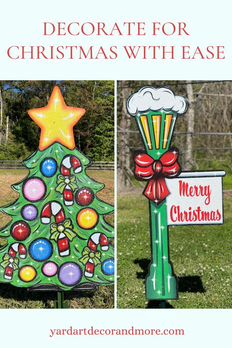 Transform your home into a festive haven with our collection of easy-to-use, high-quality yard signs! Explore creative ideas and inspiration, and make this Christmas unforgettable for you and your neighbors. Christmas Wooden Outdoor Decorations, Diy Yard Signs Wood, Wood Yard Signs, Christmas Yard Art Wooden Patterns, Plywood Christmas Yard Decorations, Outdoor Wooden Christmas Decorations, Wooden Christmas Yard Decorations, Garden Christmas Decorations, Christmas Traditional