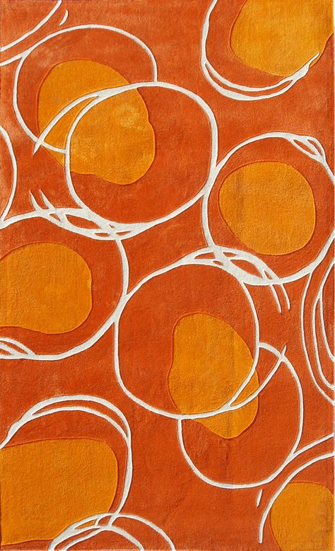 Ecconox 72412 Lysander Orange Rug from the Modern Rug Masters 3 collection at Modern Area Rugs Orange Rug, Circles, Area Rug, Rug, Orange, Free Shipping, White