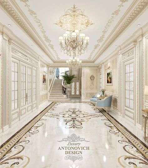 Classic Hallway, Hallway Interior, Classic Furniture Living Room, Marble Flooring Design, Luxury Mansions Interior, French Interior Design, Marble Floors, Flooring Design, Classic Interior Design