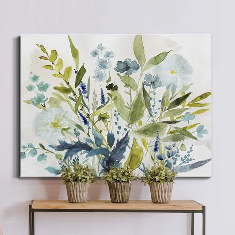 Winston Porter Olive Greens - Wrapped Canvas Print & Reviews | Wayfair Sage Garden, Green Home Decor, Blue Decor, Hand Built, Painting Frames, Painting Prints, Pillow Art, Canvas Fabric, Gallery Wrap Canvas