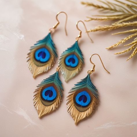 Unique Polymer Clay Earrings, Resin Peacock, Peacock Accessories, Feather Keychain, Terracotta Jewellery Designs, Peacock Feather Earrings, Peacock Jewelry, Diy Jewellery Designs, Diy Jewelry Rings