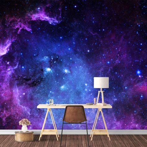 Galaxy Bedroom, Galaxy Room, Space Themed Bedroom, Large Wall Murals, Space Room, Wall Stickers Bedroom, Removable Wall Murals, Big Girl Rooms, Wallpaper Wall