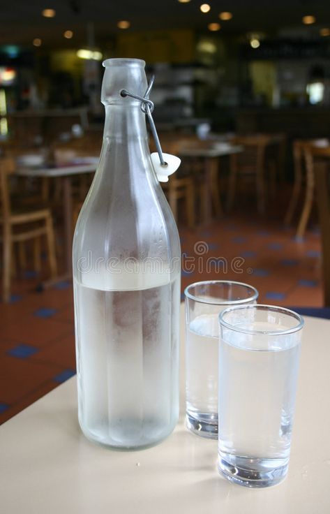 Water Bottle and Glasses. Water, bottle, glasses, restaurant, table,drink,thirst , #AD, #bottle, #glasses, #Glasses, #Water, #Bottle #ad Glass Bottle For Water, Water Glass Aesthetic, Water Glass Bottle, Italian Restaurant Decor, Flat Water Bottle, Glasses Water, Restaurant Drinks, Flat Water, Wedding Water Bottles