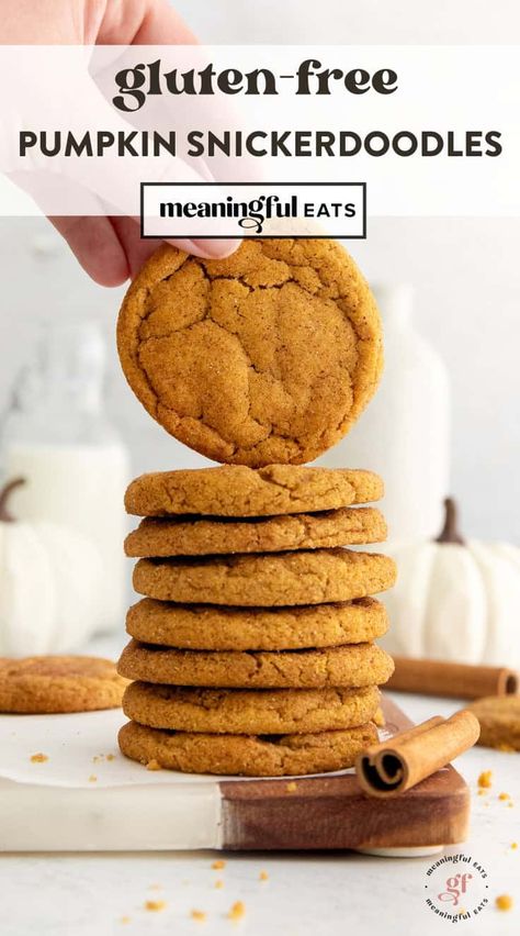 Gluten-Free Pumpkin Snickerdoodles Snickerdoodle Cookies Soft, Gluten Free Pumpkin Desserts, Pumpkin Snickerdoodle Cookies, Gluten Free Pumpkin Cookies, Gluten Free Holiday Cookies, Gluten Free Cookie Dough, Pumpkin Snickerdoodles, Gluten Free Sugar Cookies, Gluten Free Holiday