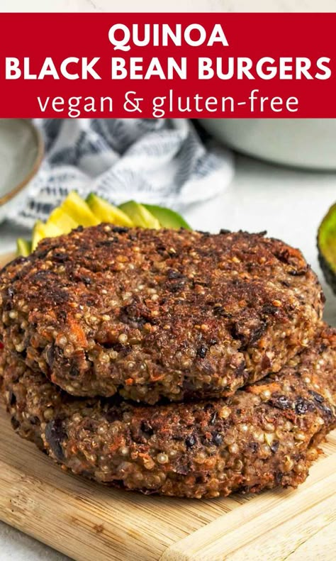 Leftover Quinoa Recipes, Gluten Free Black Bean Burgers, Healthy Meatless Meals, Dinner Ideas Meatless, Veggie Burger Recipe Easy, Quinoa Burger Recipe, Meatless Dinner Ideas, Leftover Quinoa, Vegan Bean Burger