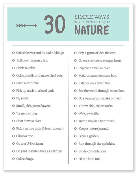 Printable List of 30 ways to Enjoy Nature Kids In Nature, Being Outdoors, Enjoying Nature, Mindful Parenting, Nature Study, Enjoy Nature, Follow On Instagram, The Lifestyle, Back To Nature