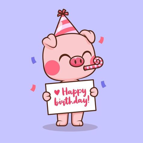 Happy Birthday Pig, Birthday Pig, Baby Piggy, Celebrating Birthday, Pig Birthday Party, Birthday Icon, Party Cartoon, Pig Illustration, Kids Playroom Decor