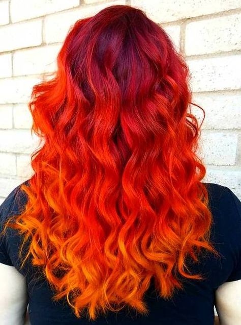 Hair Color Red Ombre, Quick Hairstyles For School, Best Ombre Hair, Red Ombre Hair, Fire Hair, Bright Red Hair, Bright Hair Colors, Red Ombre, Trendy Hair Color