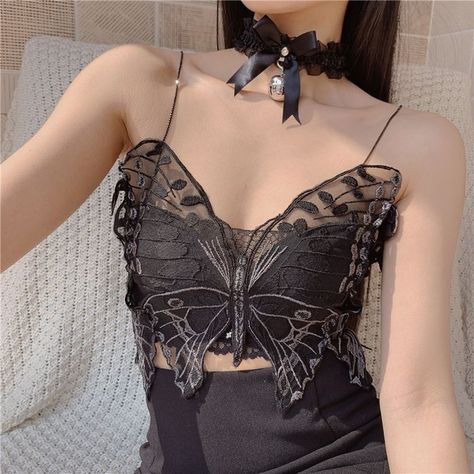 Korean Fashion Aesthetic, Butterfly Clothes, Lace Butterfly, Diy Clothes Refashion, Alt Outfits, Free Socks, Boring Clothes, Black Butterfly, Fashion Attire