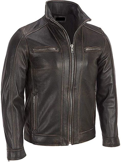 https://www.amazon.ca/dp/B06W5XTP42 Mens Biker Style, Striped Leather Jacket, Leather Jacket Zipper, Aviator Leather Jacket, Distressed Jacket, Leather Jacket Style, Men's Leather Jacket, Real Leather Jacket, Custom Jacket