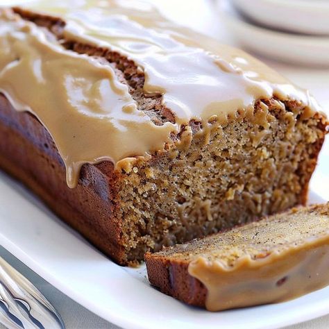 Skinny Recipes Salted Caramel Banana Bread, Green Beans With Potatoes, Caramel Banana Bread, Salted Caramel Glaze, Smothered Green Beans, Breakfast Tables, Pecan Cinnamon Rolls, Pecan Cobbler, Caramel Glaze