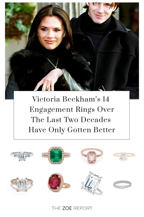 David And Victoria Beckham Wedding, Vintage Pink Engagement Ring, Engagement Ring Layering, Celebrities Engagement Rings, Victoria Beckham Jewelry, Victoria Beckham Ring, Layered Wedding Rings, Celebrity Engagement Rings Top 10, David Beckham Wedding