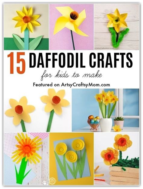 These daffodil crafts are exactly what you need to brighten your day! With Daffodil Day coming up, these are perfect to play around with! Daffodil Craft, Yellow Flower Art, Spring Flower Crafts, Prek Crafts, Daffodil Day, Flower Crafts Kids, Paper Flowers Diy Easy, Craft Work For Kids, Daffodil Flower