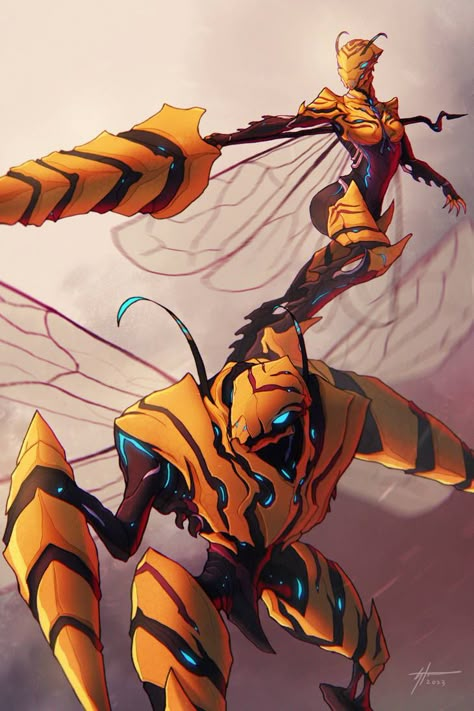 Insect Queen, Bee Frame, Queen Bees Art, Warframe Art, Arte Robot, Monster Concept Art, Animation Art Character Design, Fantasy Creatures Art, Concept Art Drawing