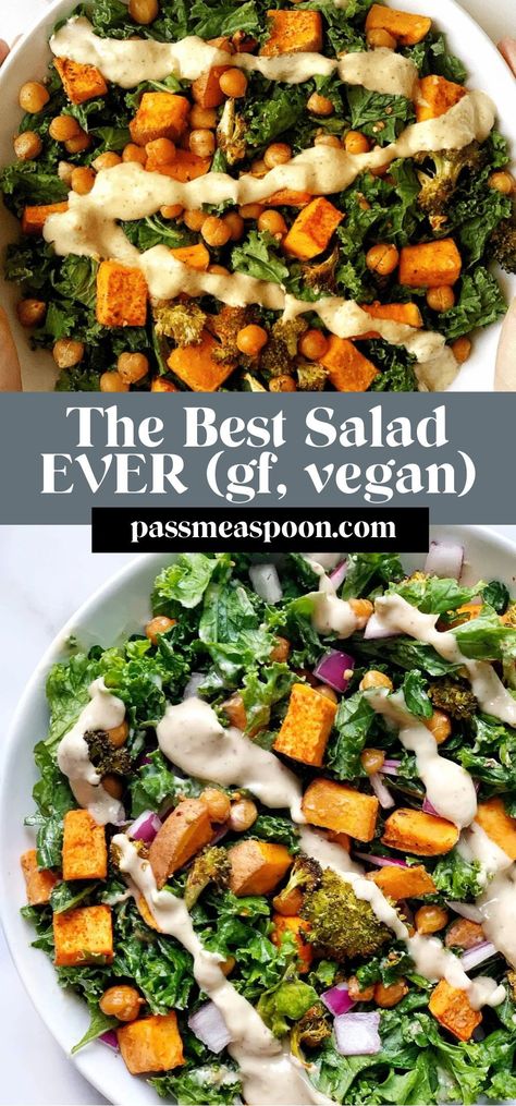 This salad is packed with plant based protein from your favorite veggies, topped with a creamy vegan horseradish dressing, and is so filling even your biggest meat lovers will leave dinner satisfied and waiting to have it again! Vegan Salads With Protein, Raw Vegan Salad Recipes, Plant Based Salads, Plant Based Recipes For Beginners, Horseradish Dressing, Best Salad Ever, Acid Reflux Diet Meals, Best Veggies, Creamy Horseradish