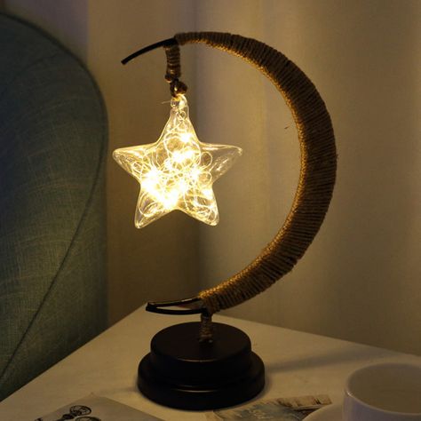 Led Star Lights, Lampshade Lamp, Led Decorative Lights, Glass Apple, Star Night Light, Apple Shape, Iron Holder, Retro Table, Table Led