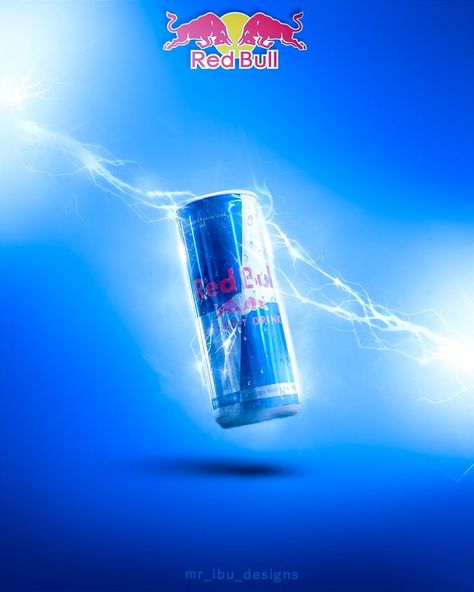 Energy Drink Poster Design, Energy Drink Graphic Design, Red Bull Ads, Redbull Poster, Energy Drink Ads, Energy Drink Poster, Thunder Effect, Red Bull Design, Red Bull Drinks