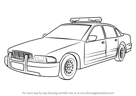 Learn How to Draw a Police Car (Police) Step by Step : Drawing Tutorials Kids Police Car, Car Drawing Easy, Preppy Car Accessories, Best Cars For Teens, Cars Drawing, Drawing Instructions, Car For Teens, Drawing Lessons For Kids, First Cars