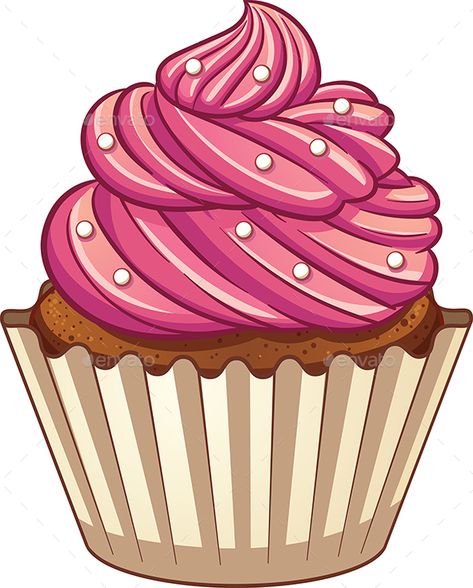 Cartoon cupcake. Vector clip art illustration with simple gradients. elements on three separate layers. EPS10 and PSD files includ Cute Cupcake Drawing, Cartoon Cupcakes, Cupcake Clipart, Cupcake Illustration, Cupcake Vector, Cupcake Drawing, Cupcake Pictures, Cupcake Images, Cupcake Art