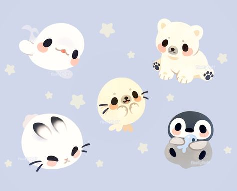 Que KAWAI!!!!!!! Baby Animal Drawings, Cute Kawaii Animals, Cute Animal Illustration, Little Animals, Cute Animal Drawings Kawaii, Cute Kawaii Drawings, Anime Animals, Kawaii Animals, Dessin Adorable