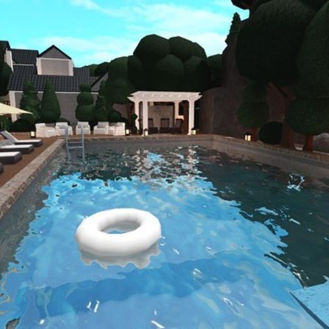 #roblox #robloxbuild #bloxburg #robloxgame Bloxburg Swimming Pool Ideas, Pool Idea Bloxburg, Bloxburg Grill Area, Bloxburg Pool Area, Bloxburg Pool Ideas Aesthetic, Roblox Bloxburg Pool Ideas, Pool Bloxburg Ideas, Bloxburg Backyard Ideas With Pool, Backyard Bloxburg Ideas