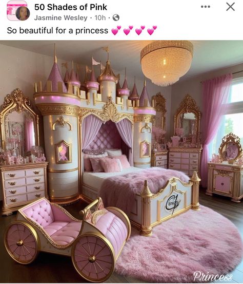 Princess Beds For Kids, Disney Princess Bedroom Decor, Interior Design Pink, Cinderella Room, Disney Princess Bedroom, Disney Princess Room, Architecture Artwork, Princess Bedrooms, Castle Bedroom