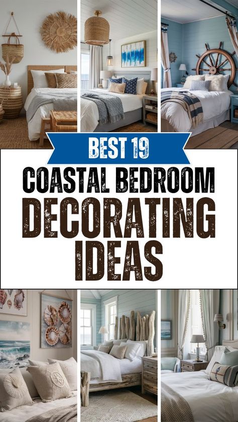 Dreaming of a bedroom that captures the essence of a seaside escape? Coastal decor brings the relaxing ambiance of the beach into your home, creating a serene and inviting retreat. With its soft color palettes, natural textures, and nautical accents, a coastal bedroom feels like a breath of fresh sea air.nnWhether you’re looking to completely transform your space or just add a few beachy touches, these 19 coastal bedroom decorating ideas will help you create a room that radiates calm and tranquility. From weathered wood furniture to ocean-inspired accents, discover how to infuse your bedroom with the charm and relaxation of the coast. Dive in and let the soothing waves of coastal style wash over you. Weathered Wood Furniture, Beachy Furniture, Earthy Living Room, Beach Themed Bedroom, Nautical Bedroom, Coastal Style Decorating, Coastal Bedroom Decorating, Bedroom Decorating Ideas, Coastal Bedroom