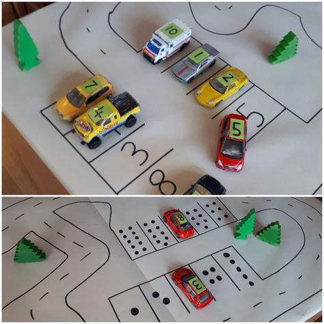 Nursery class enjoyed this activity. They matched the cars to the numbers and for a challenge, other parking spaces had dots to count and match. #EYFS #transport #maths #nursery #cars Transport Numeracy Activities, Transportation Numeracy Activities, Vehicle Math Activities For Preschool, Car Math Activities Preschool, Vehicles Eyfs Activities, Transport Nursery Activities, Nursery Number Activities, Travel Eyfs Activities, Eyfs Nursery Activities