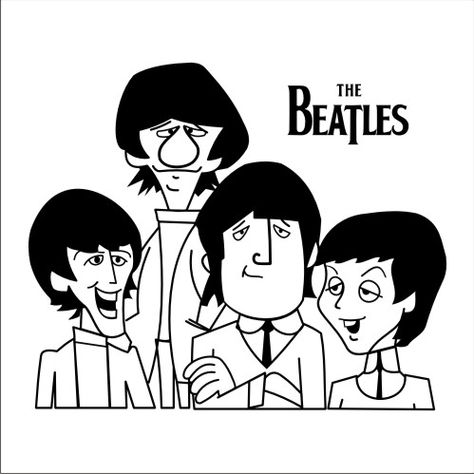 Beatles Illustration, Beatles Drawing, Buda Wallpaper, Beatles Artwork, Beatles Party, Beatles Cartoon, Beatles Art, Guitar Art, Diy Canvas Art