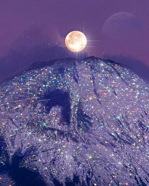 #shine#aesthetic#sparkle#glitter#mountain#moon#moonart#clouds Vibey Backgrounds, Glitter Mountain, Shine Aesthetic, Aesthetic Sparkle, All About Me Art, Aesthetic Clouds, Aesthetic Board, Moon Rise, Red Rocks