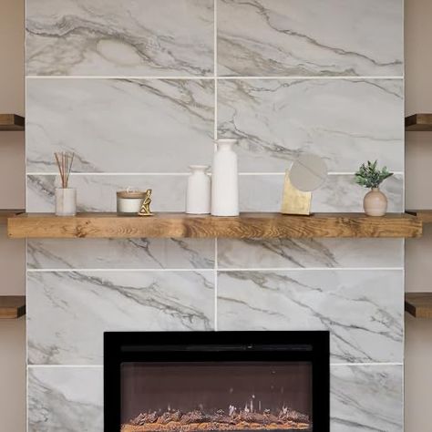 Floating Mantle Shelf, Modern Fireplace Mantel, Mantel Installation, Floating Mantle, Stud Finder, Mantle Shelf, Contemporary Fireplace, Modern Fireplace, Fireplace Mantel